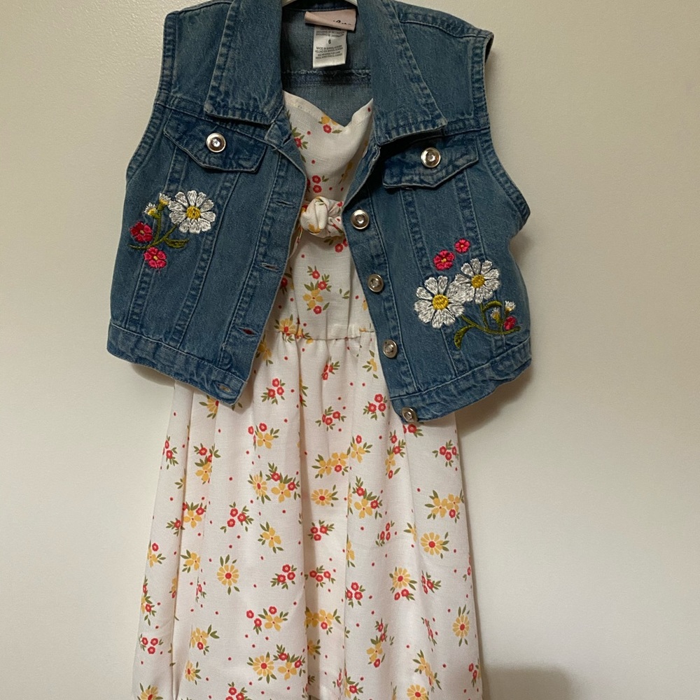 Girl’s Flower Dress w/ Jean Vest